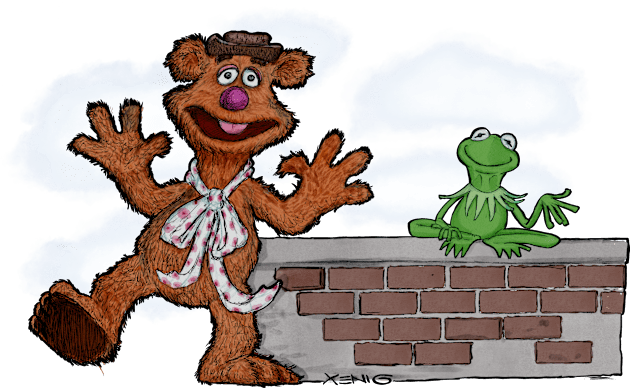 1970s Kermit and Fozzie Kids T-Shirt by NoahGinex