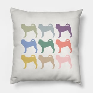 Shar Pei Dogs in Rainbow Colors Pillow