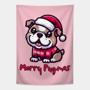 Santa Pugmas Dog Tapestry