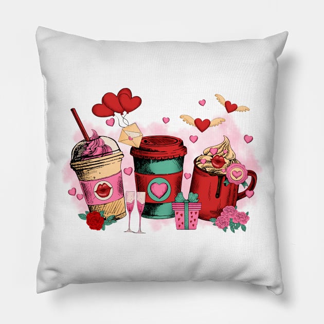 Valentine Cup with Valentine Elements Pillow by minario