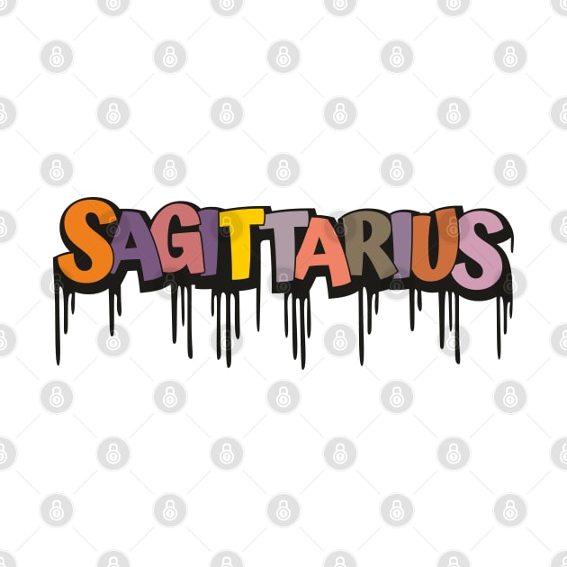 Sagittarius Gemini Zodiac Sign with Dripping Letters by labatchino