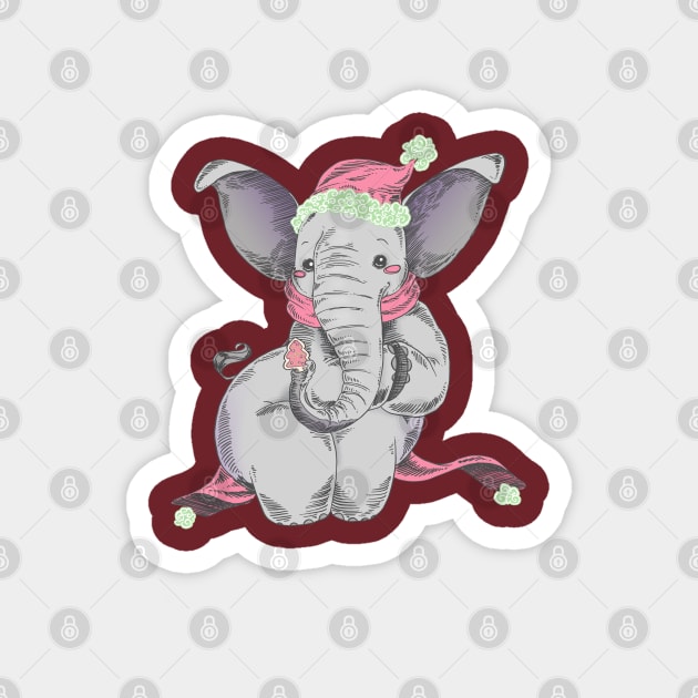 Snuggly Elephant with a Frosted Sugar Cookie Magnet by SimplyKitt