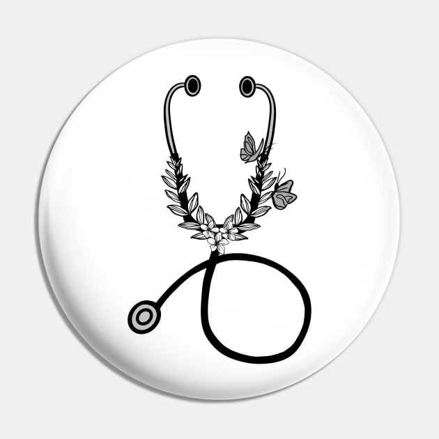 Floral stethoscope Pin by Mermaidssparkle