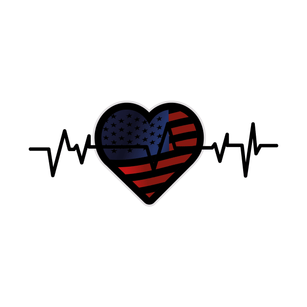 Heartbeat Flag America Independence Day by macshoptee