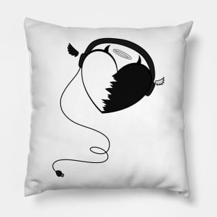 black and white heart Pillow