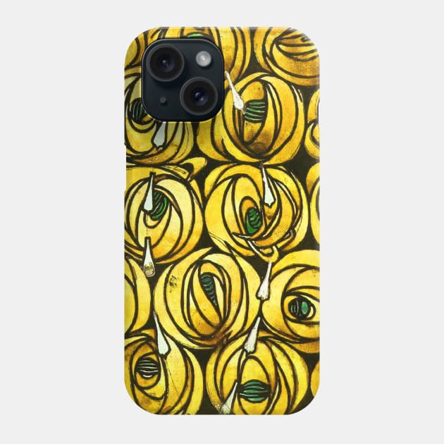 GOLD YELLOW ROSES AND TEARDROPS Art Nouveau Floral Phone Case by BulganLumini