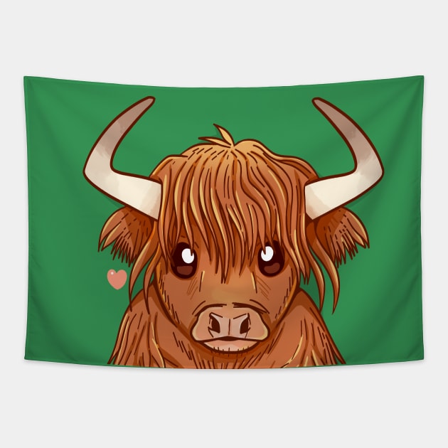 Pocket Cute Scottish Highland Cow Tapestry by TechraPockets