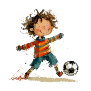 Little Boy Playing Soccer T-Shirt