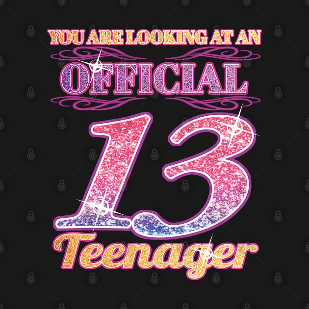 Funny 13 Years Old Official Teenager, 13th Birthday Gift For Girls, Teens by Art Like Wow Designs