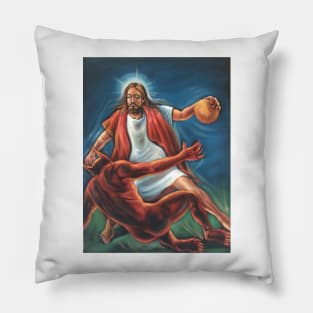 jesus crossing the devil Pillow