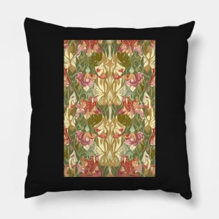 Floral Garden Botanical Print with Rose Iris Pillow