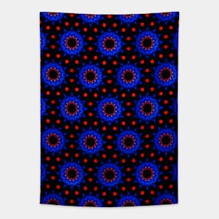 Dark Dramatic Blue and Red Pattern Tapestry