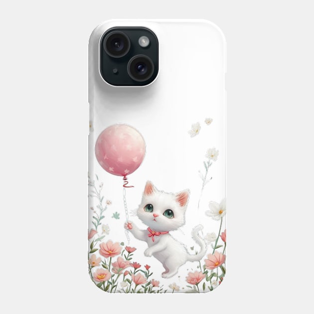 Kitten's Balloon Garden Phone Case by TooplesArt