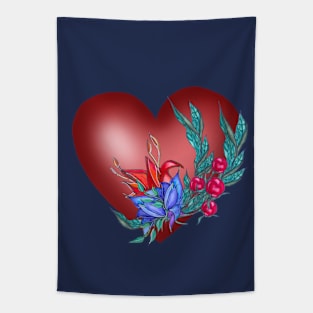 Love.Heart with watercolor flowers and leaves Tapestry