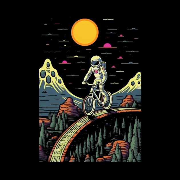 Cycling Spaceman Mountain Bike Astronaut Cyclist MTB Bicycle by teesontap