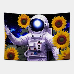 Astronaut big Sunflower Tapestry