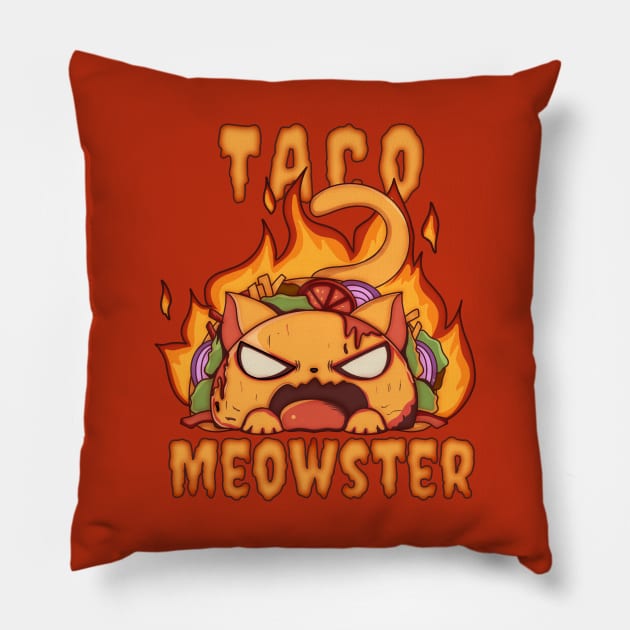 taco meowster Pillow by Kuchisabishii