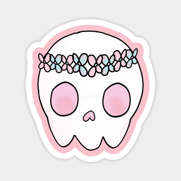 Kawaii Flower Crown Skull Magnet by mgthepixie