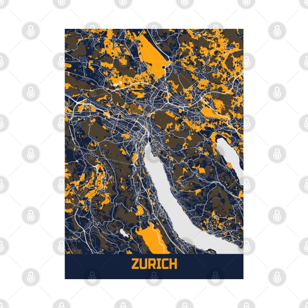 Zurich - Switzerland Bluefresh City Map by tienstencil