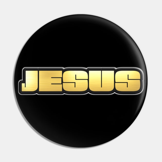 Shiny black and Gold JESUS word ver2 Pin by Donperion