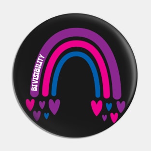 Bi Visibility Awareness Rainbow with hearts Pin