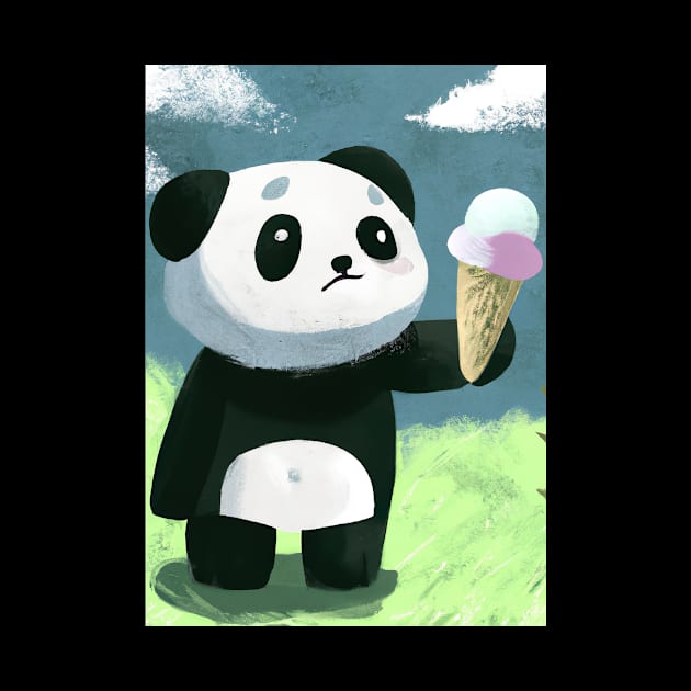 Panda with Ice Cream by maxcode