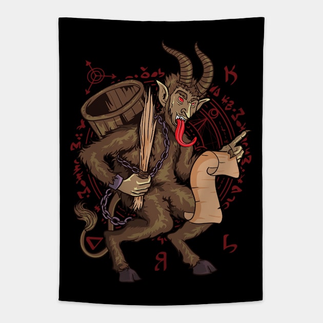 Krampus Christmas Naughty List Tapestry by E