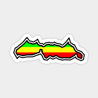 Malcolm Island SIlhouette in Rasta Colours - Rastafarian Flag - Malcolm Island Magnet