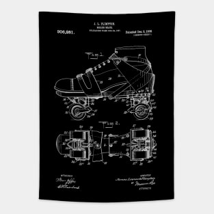 Roller Skate Patent White Tapestry