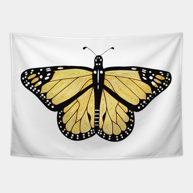 Yellow Butterfly Tapestry by calenbundalas