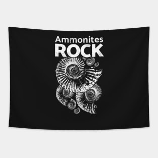 Ammonite t-shirt, fun paleontologist t-shirt saying Ammonites rock Tapestry