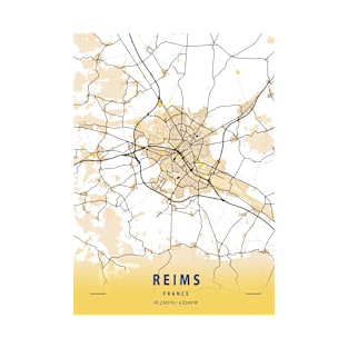 Reims - France Yellow City Map T-Shirt