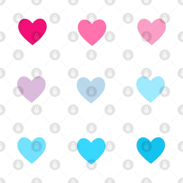 Mini Blue/Pink Hearts Sticker Pack by casserolestan