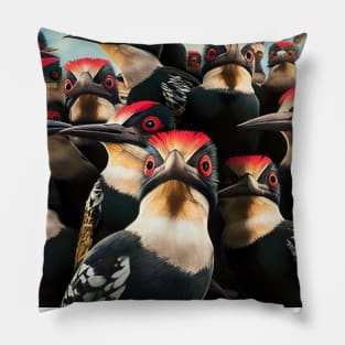 Bird Woodpeckers Wild Nature Funny Happy Humor Photo Selfie Pillow