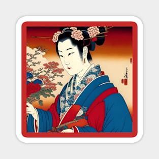 Geisha Study D in Japanese Style Magnet