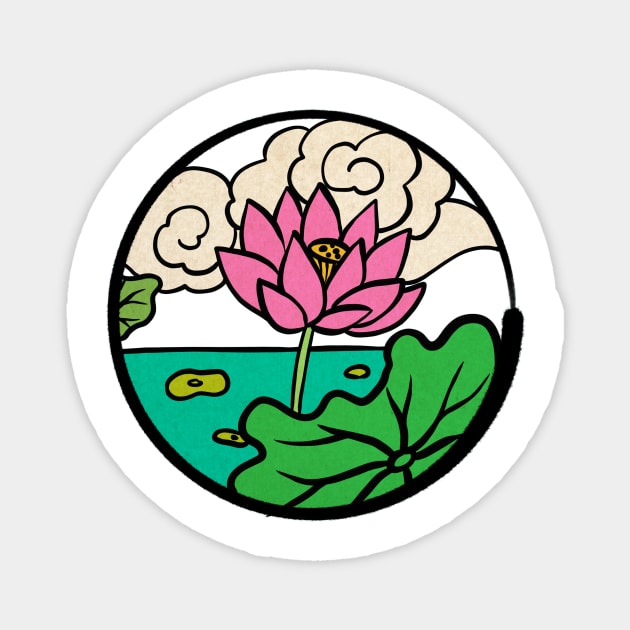 Minhwa: Little Lotus F Type Magnet by koreanfolkpaint