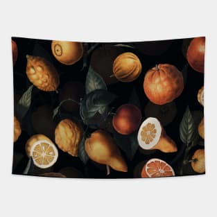 Vintage Fruit Pattern XXV - Night Tapestry