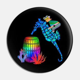 Seahorse Barrell Race Silhouette Art Pin