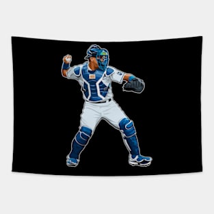 Salvador Perez #13 Throw A Ball Tapestry