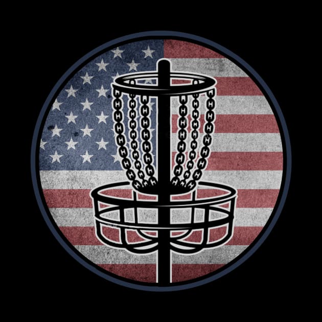 Funny Disc Golf Player USA American Flag by Visual Vibes