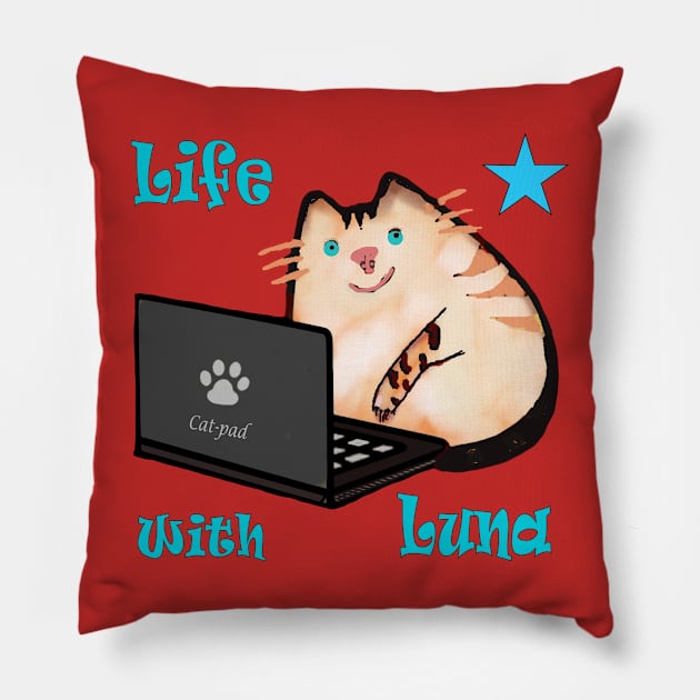 Laptop Cats ComputerTime Pillow by PlanetMonkey