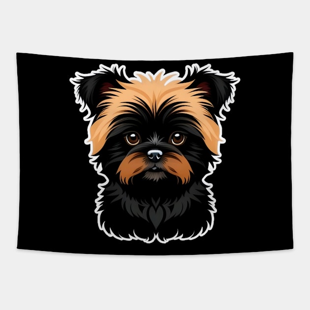 Head affenpinscher dog pet portrait cartoon vector illustration Tapestry by art poo