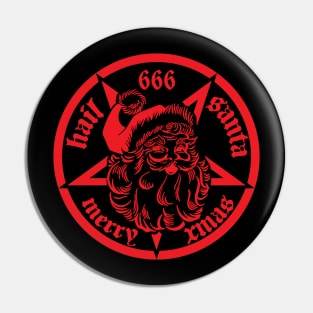 Hail Santa, Red, 666, Novelty, Offensive, Christmas Pin