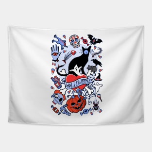 Happy Halloween (blue) Tapestry