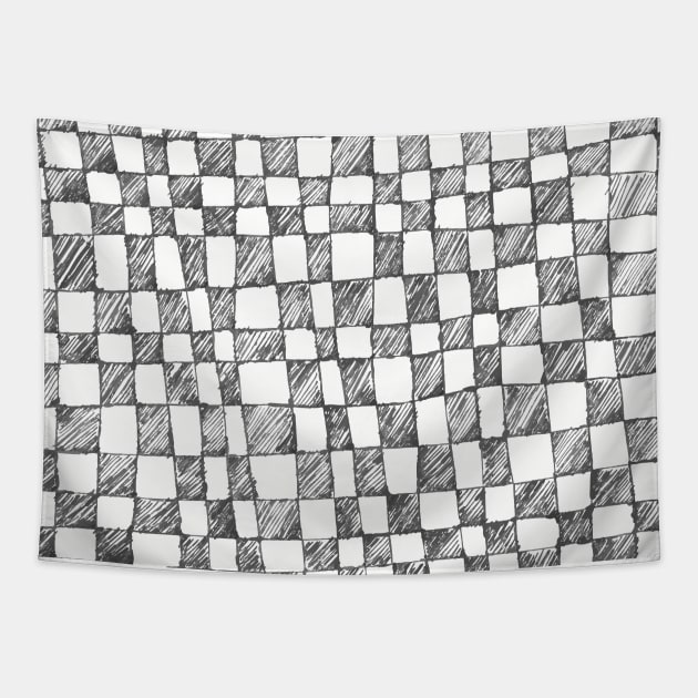 Hand Drawn Checkered Pattern Tapestry by DigiToonsTreasures