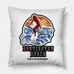 Retro Huntington Beach Pillow