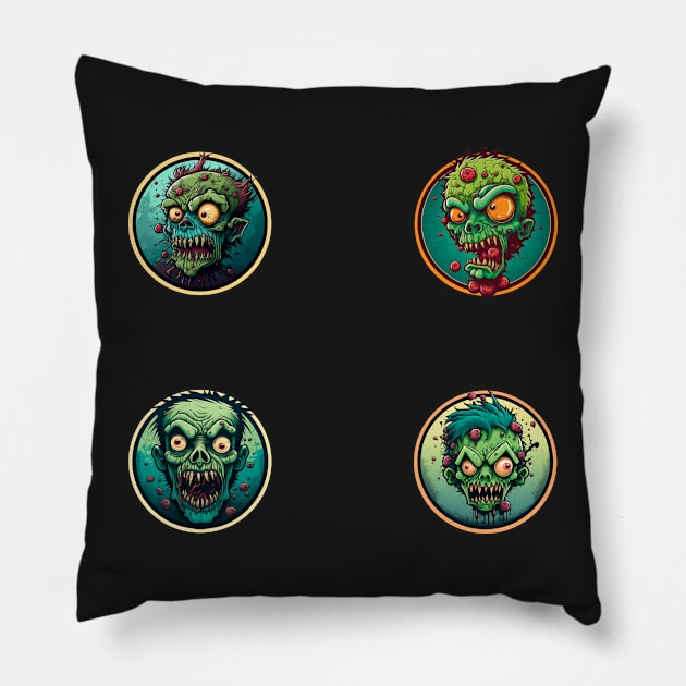 Funny Zombie stickers Pillow by KIDEnia