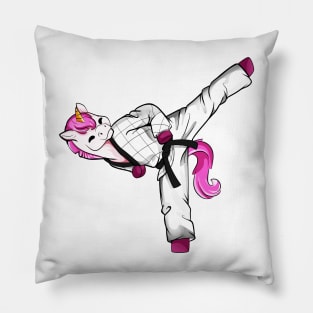 Cartoon unicorn does hapkido Pillow