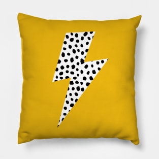 Black and white Spotty Lightning Bolt on Mustard Yellow Pillow