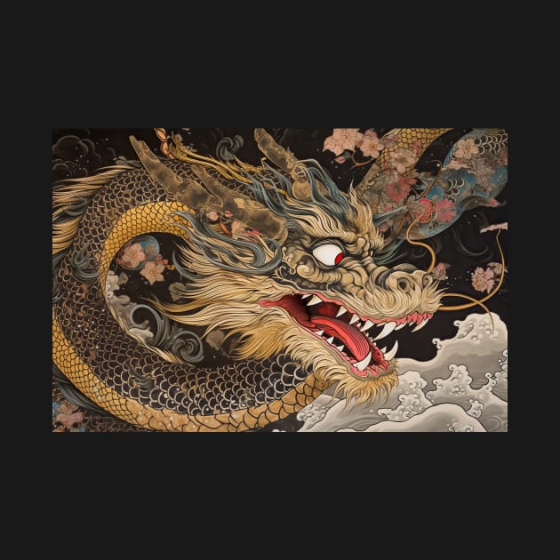 Ukiyo-e Japanese Art - Fantasy Dragon by allovervintage